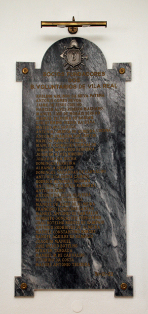 Placa dos Sócios Fundadores dos B. Voluntários de Vila Real